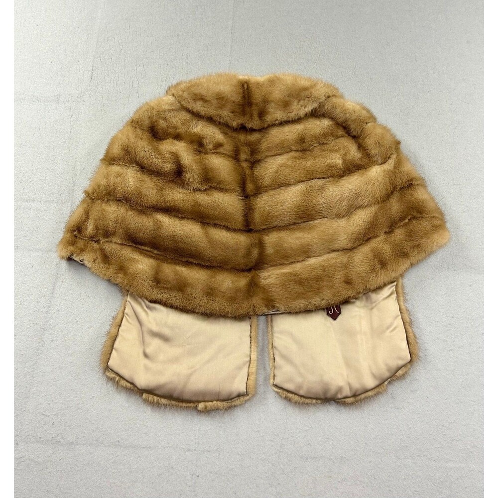 Vintage Mink Fur Wrap Cape Soft Shawl Collar Golden Wrap - Picture 2 of 10